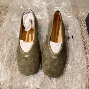 Coach Olive Green Suede Flats